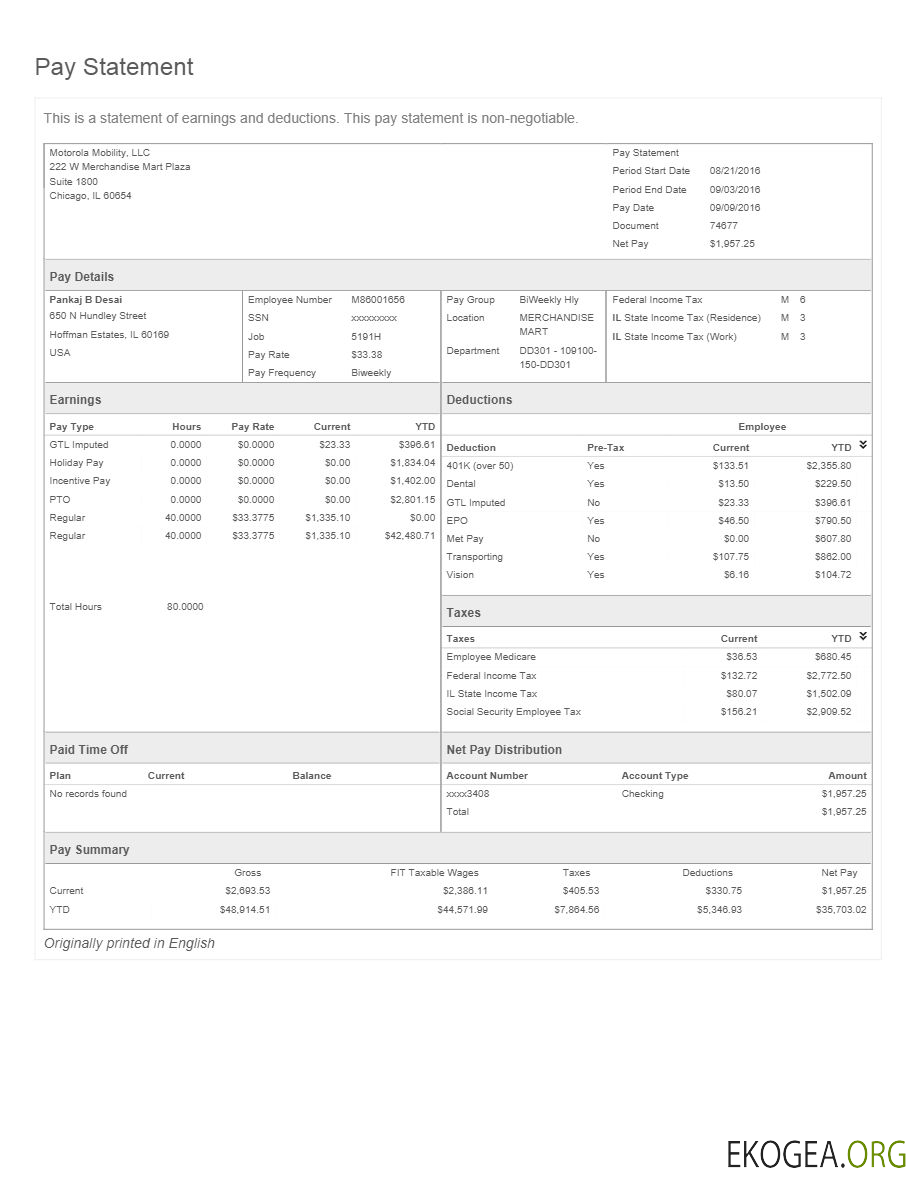 Modèle de relevé de paie de Motorola Mobility LLC aux formats Word et PDF.pdf, 1